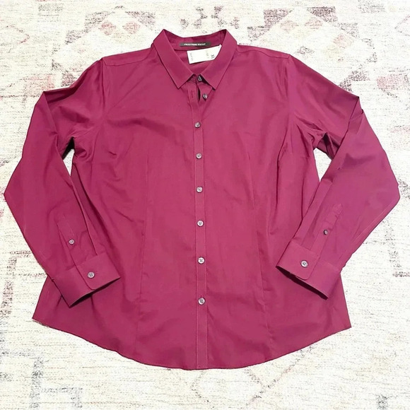 NWT Eddie Bauer maroon wrinkle resistant button down size XL - Picture 7 of 11